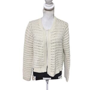 Boden Open Front Loose Knit Cardigan Sweater Size L Relaxed Fit